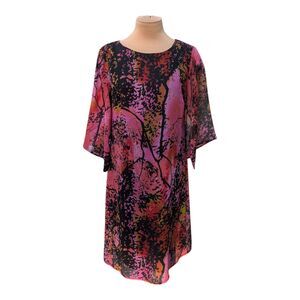 Spence Sheath Dress Women's Size 4 Lined Flowy Fairy Abstract Pink Black Light